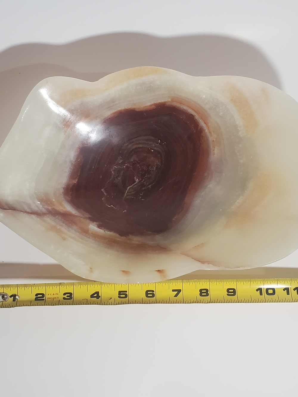Handcrafted Onyx Polished Decorative Bowl in Cream & Brown Natural Banding - Picture 8 of 16
